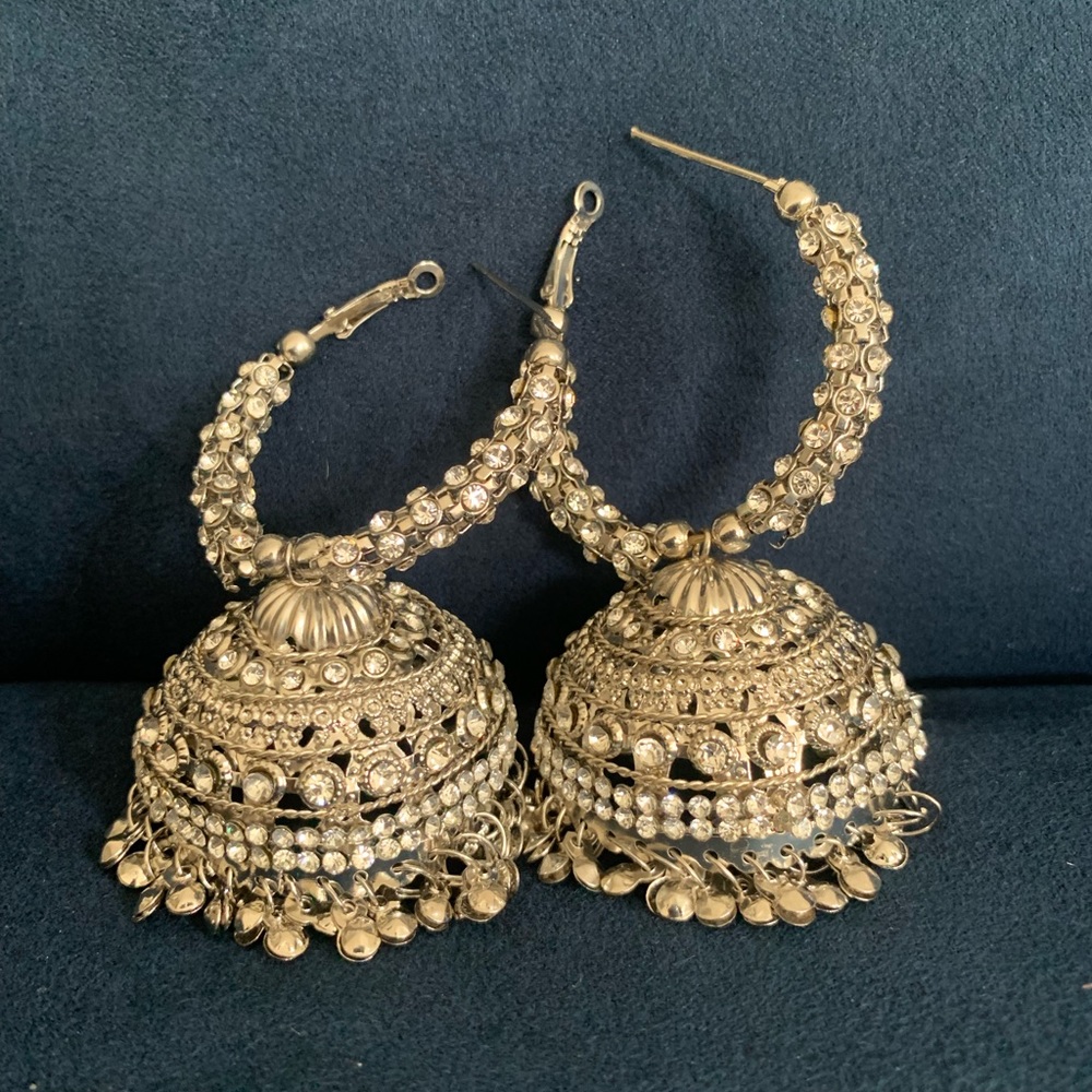 BEAUTIFUL Pakistani Large Jumka Earings, Silver!